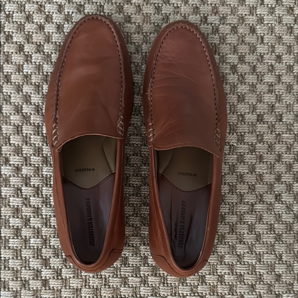 Johnston & Murphy Brown Classic Lambskin lined Leather Loafers size 11.5M